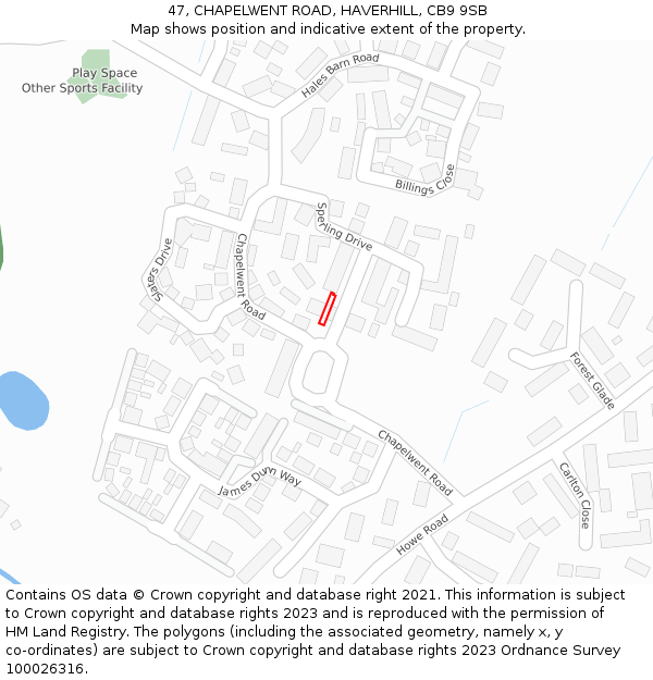 47, CHAPELWENT ROAD, HAVERHILL, CB9 9SB: Location map and indicative extent of plot