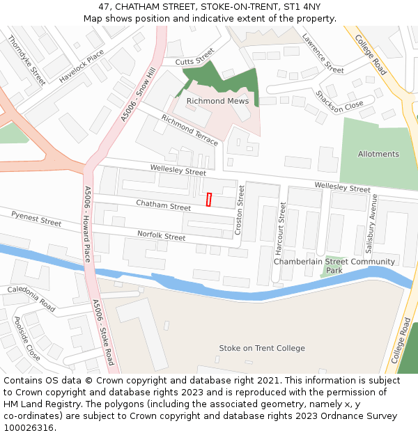 47, CHATHAM STREET, STOKE-ON-TRENT, ST1 4NY: Location map and indicative extent of plot