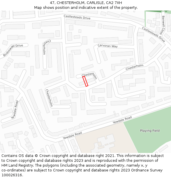 47, CHESTERHOLM, CARLISLE, CA2 7XH: Location map and indicative extent of plot