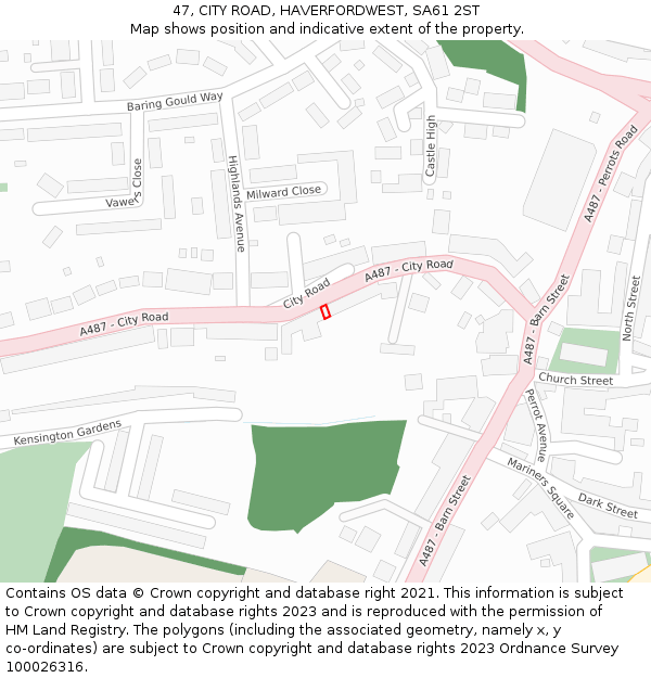 47, CITY ROAD, HAVERFORDWEST, SA61 2ST: Location map and indicative extent of plot