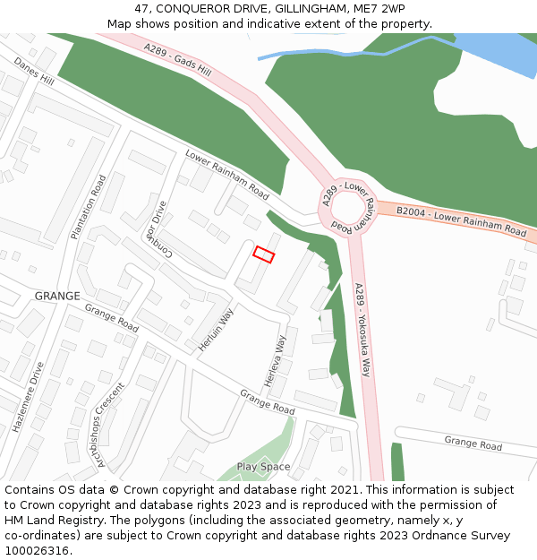 47, CONQUEROR DRIVE, GILLINGHAM, ME7 2WP: Location map and indicative extent of plot
