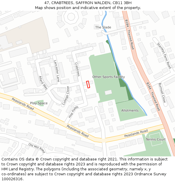 47, CRABTREES, SAFFRON WALDEN, CB11 3BH: Location map and indicative extent of plot