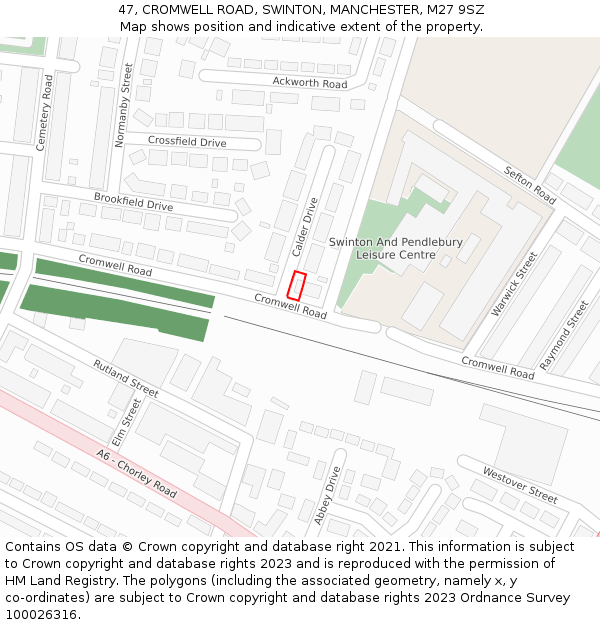 47, CROMWELL ROAD, SWINTON, MANCHESTER, M27 9SZ: Location map and indicative extent of plot