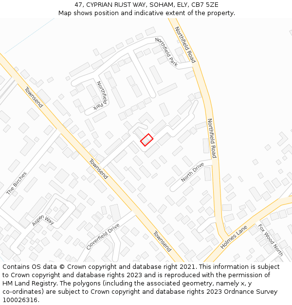 47, CYPRIAN RUST WAY, SOHAM, ELY, CB7 5ZE: Location map and indicative extent of plot