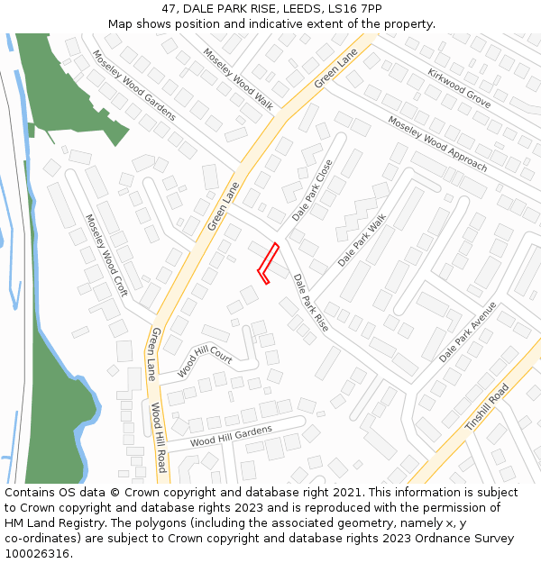 47, DALE PARK RISE, LEEDS, LS16 7PP: Location map and indicative extent of plot