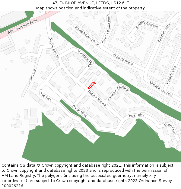 47, DUNLOP AVENUE, LEEDS, LS12 6LE: Location map and indicative extent of plot