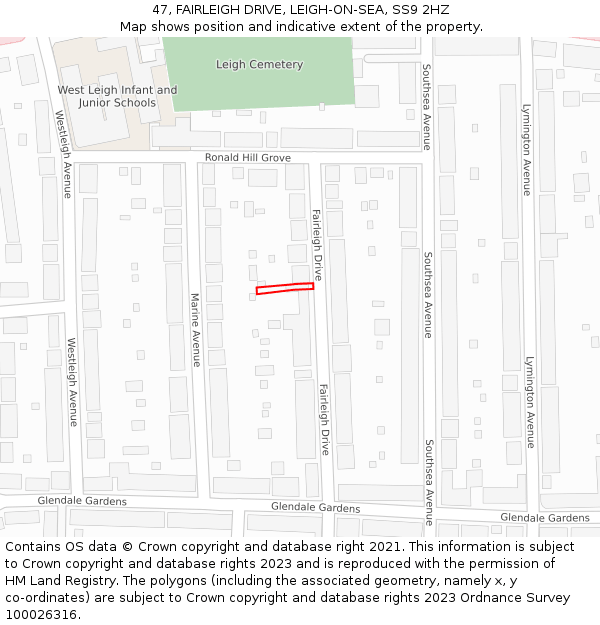 47, FAIRLEIGH DRIVE, LEIGH-ON-SEA, SS9 2HZ: Location map and indicative extent of plot