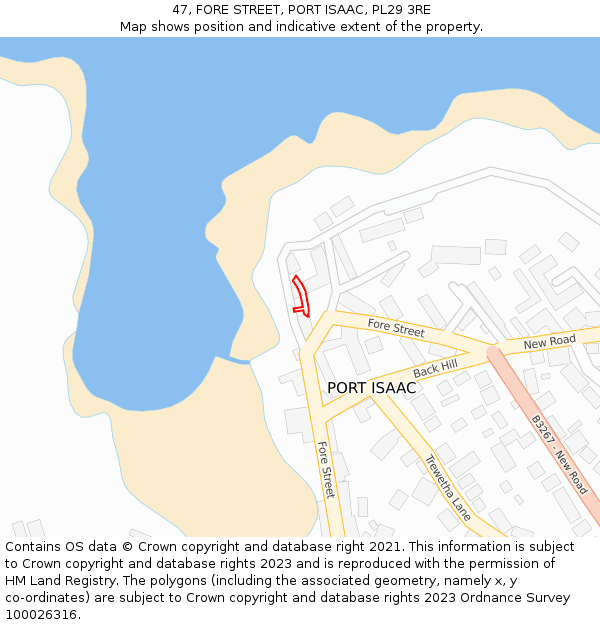 47, FORE STREET, PORT ISAAC, PL29 3RE: Location map and indicative extent of plot