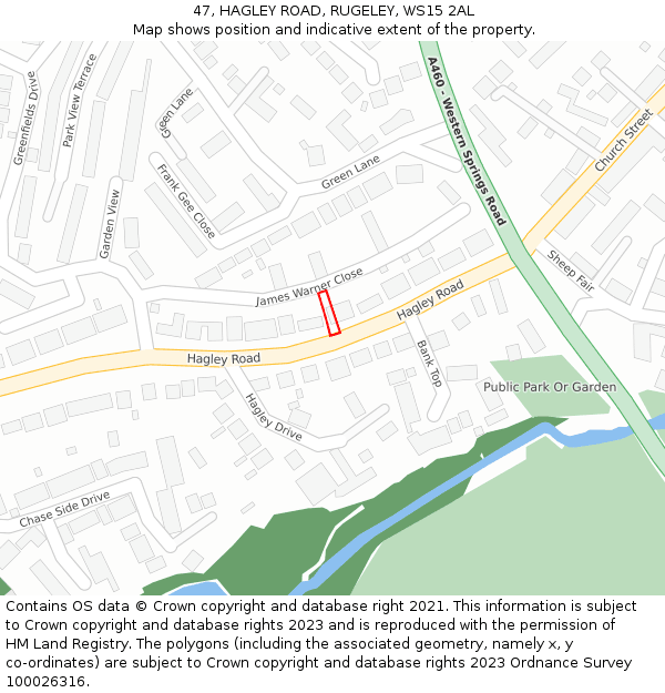 47, HAGLEY ROAD, RUGELEY, WS15 2AL: Location map and indicative extent of plot