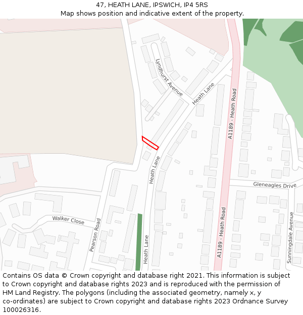 47, HEATH LANE, IPSWICH, IP4 5RS: Location map and indicative extent of plot