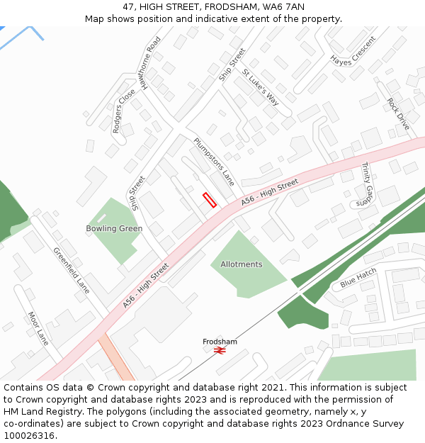 47, HIGH STREET, FRODSHAM, WA6 7AN: Location map and indicative extent of plot