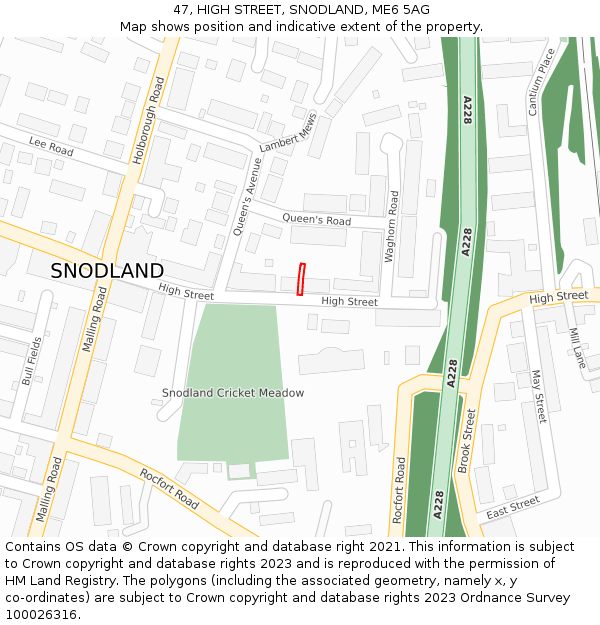 47, HIGH STREET, SNODLAND, ME6 5AG: Location map and indicative extent of plot
