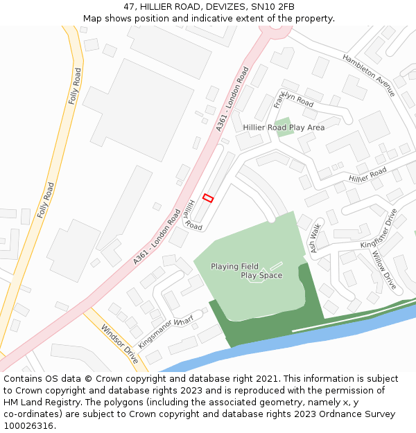 47, HILLIER ROAD, DEVIZES, SN10 2FB: Location map and indicative extent of plot