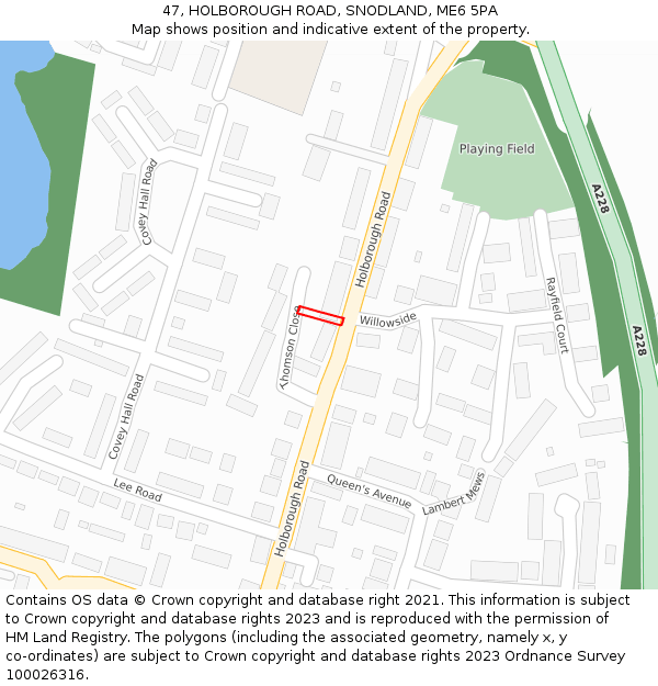 47, HOLBOROUGH ROAD, SNODLAND, ME6 5PA: Location map and indicative extent of plot