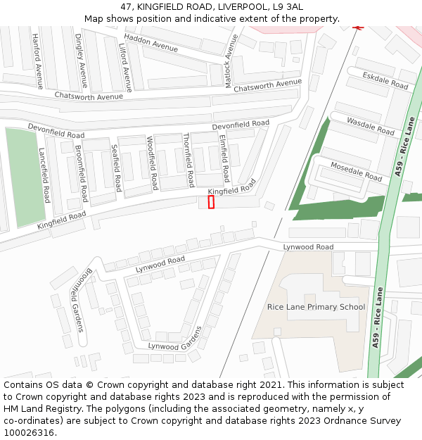 47, KINGFIELD ROAD, LIVERPOOL, L9 3AL: Location map and indicative extent of plot