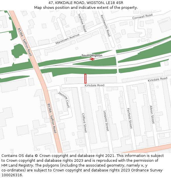 47, KIRKDALE ROAD, WIGSTON, LE18 4SR: Location map and indicative extent of plot