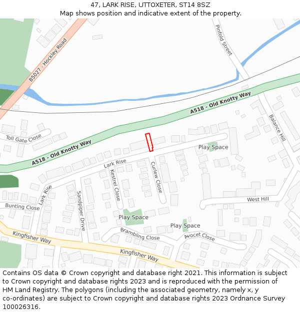 47, LARK RISE, UTTOXETER, ST14 8SZ: Location map and indicative extent of plot