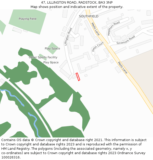 47, LILLINGTON ROAD, RADSTOCK, BA3 3NP: Location map and indicative extent of plot