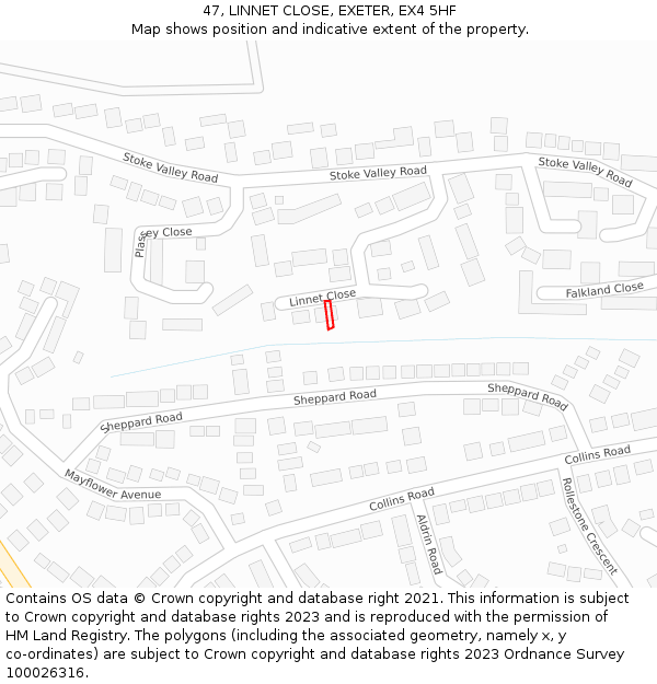 47, LINNET CLOSE, EXETER, EX4 5HF: Location map and indicative extent of plot