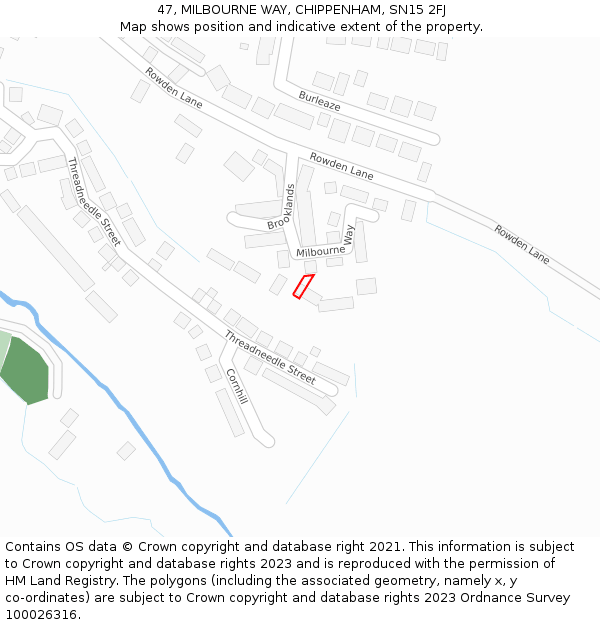 47, MILBOURNE WAY, CHIPPENHAM, SN15 2FJ: Location map and indicative extent of plot