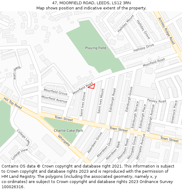47, MOORFIELD ROAD, LEEDS, LS12 3RN: Location map and indicative extent of plot