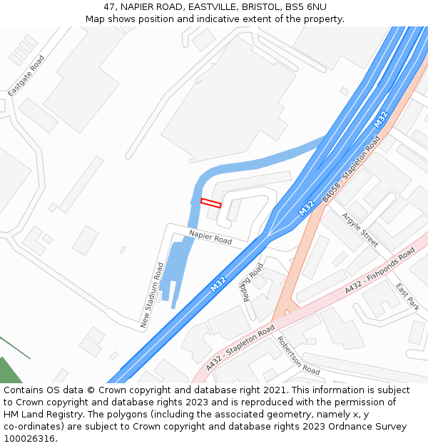 47, NAPIER ROAD, EASTVILLE, BRISTOL, BS5 6NU: Location map and indicative extent of plot