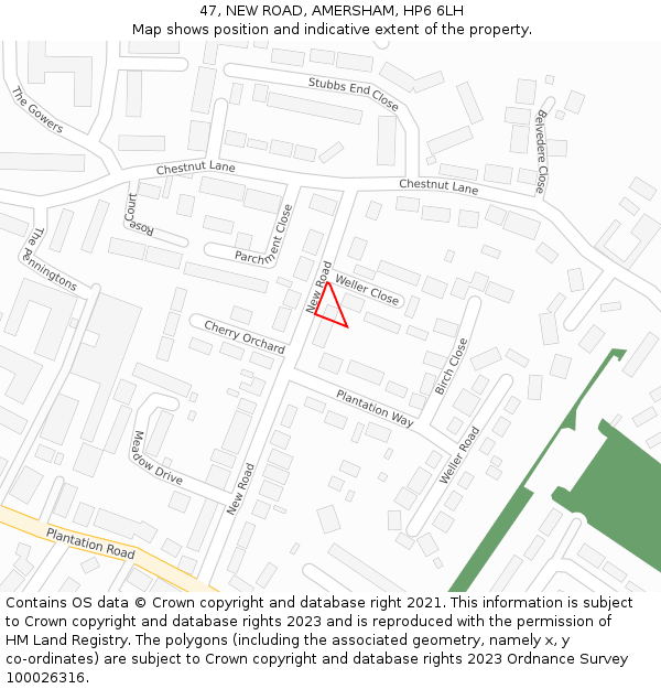 47, NEW ROAD, AMERSHAM, HP6 6LH: Location map and indicative extent of plot