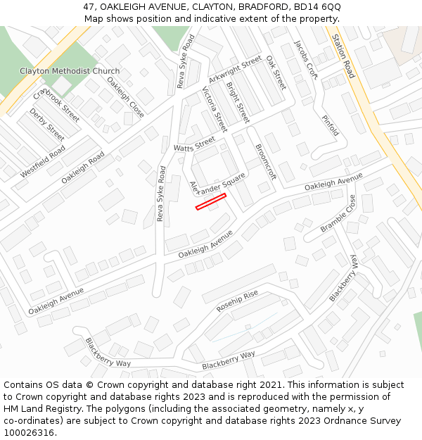 47, OAKLEIGH AVENUE, CLAYTON, BRADFORD, BD14 6QQ: Location map and indicative extent of plot