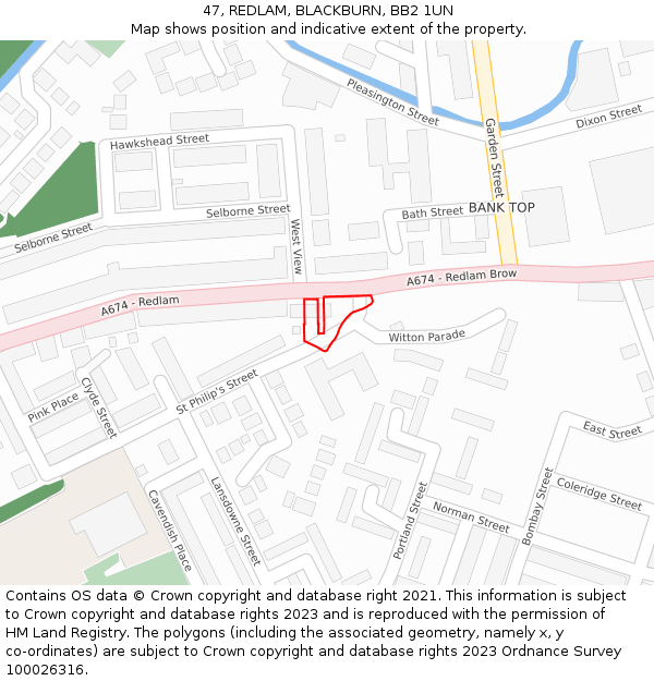 47, REDLAM, BLACKBURN, BB2 1UN: Location map and indicative extent of plot