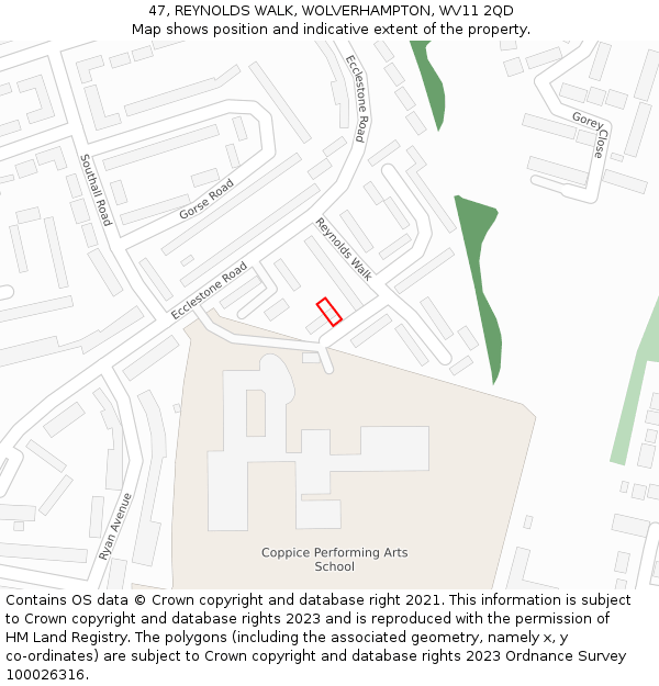 47, REYNOLDS WALK, WOLVERHAMPTON, WV11 2QD: Location map and indicative extent of plot