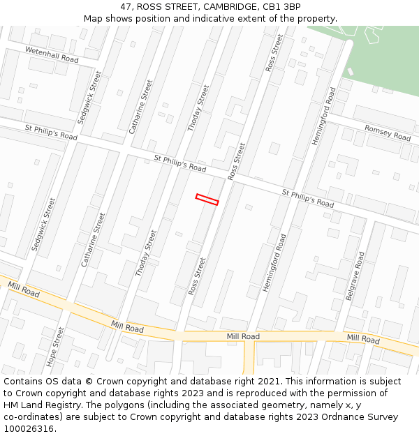 47, ROSS STREET, CAMBRIDGE, CB1 3BP: Location map and indicative extent of plot
