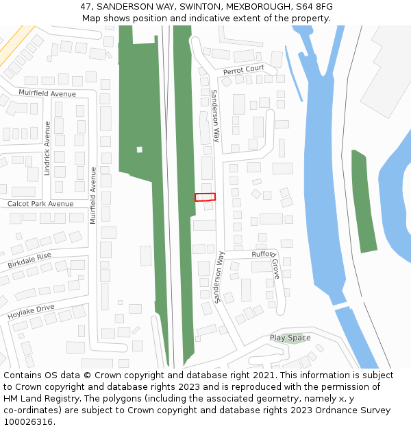 47, SANDERSON WAY, SWINTON, MEXBOROUGH, S64 8FG: Location map and indicative extent of plot