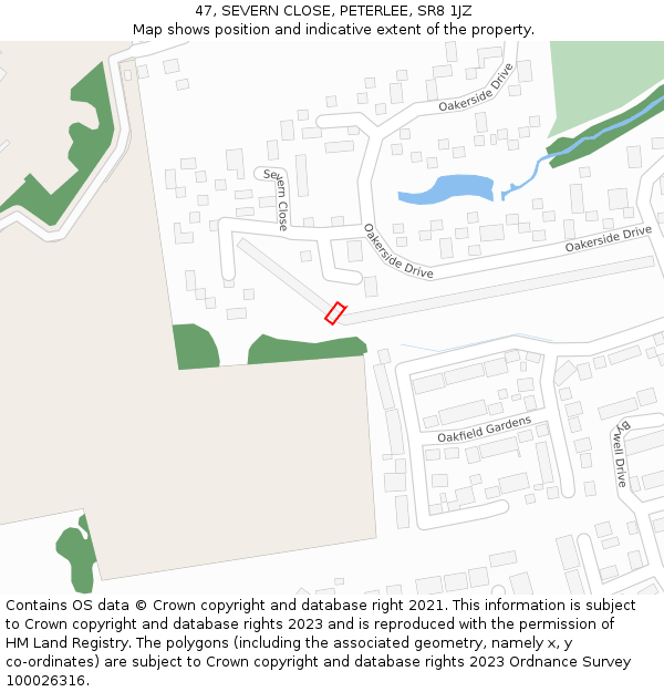 47, SEVERN CLOSE, PETERLEE, SR8 1JZ: Location map and indicative extent of plot