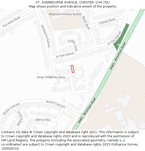 47, SHERBOURNE AVENUE, CHESTER, CH4 7QU: Location map and indicative extent of plot