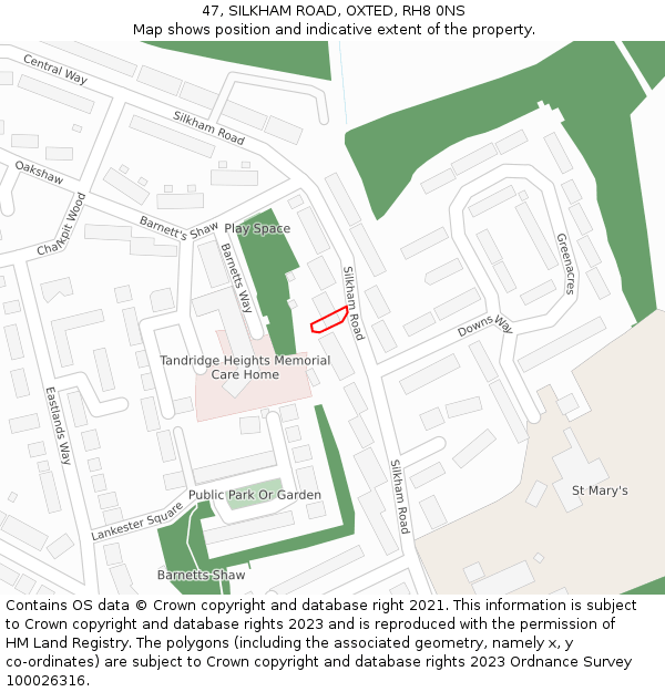 47, SILKHAM ROAD, OXTED, RH8 0NS: Location map and indicative extent of plot