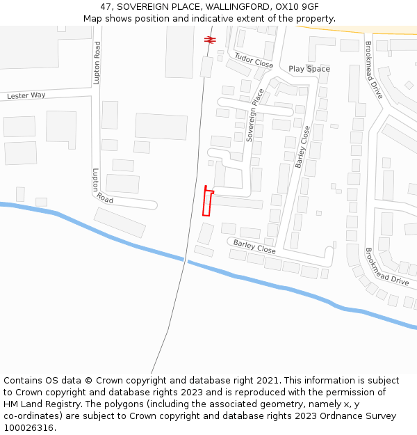 47, SOVEREIGN PLACE, WALLINGFORD, OX10 9GF: Location map and indicative extent of plot