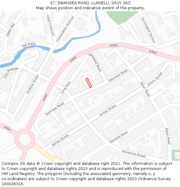 47, SWANSEA ROAD, LLANELLI, SA15 3AZ: Location map and indicative extent of plot