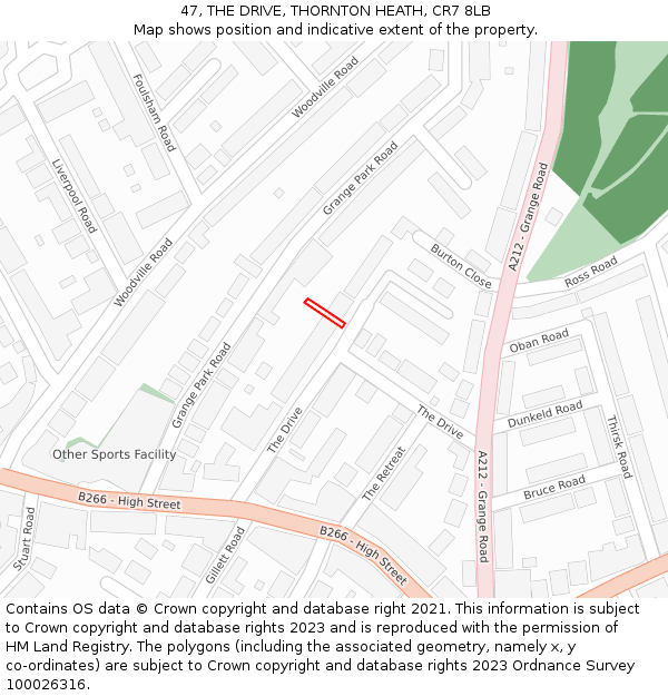 47, THE DRIVE, THORNTON HEATH, CR7 8LB: Location map and indicative extent of plot