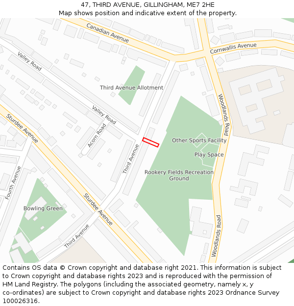 47, THIRD AVENUE, GILLINGHAM, ME7 2HE: Location map and indicative extent of plot