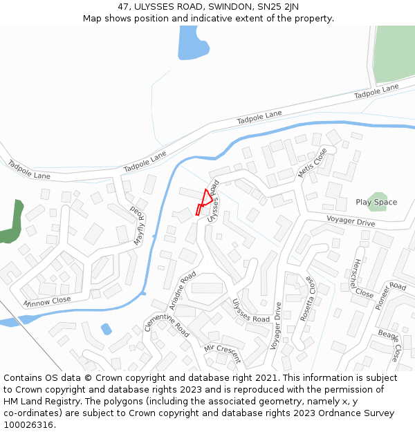 47, ULYSSES ROAD, SWINDON, SN25 2JN: Location map and indicative extent of plot