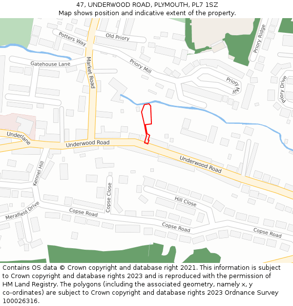 47, UNDERWOOD ROAD, PLYMOUTH, PL7 1SZ: Location map and indicative extent of plot