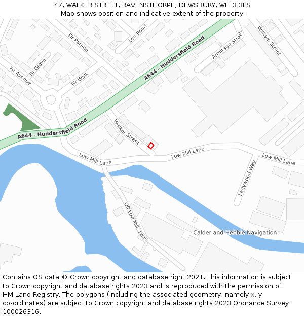 47, WALKER STREET, RAVENSTHORPE, DEWSBURY, WF13 3LS: Location map and indicative extent of plot