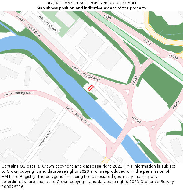47, WILLIAMS PLACE, PONTYPRIDD, CF37 5BH: Location map and indicative extent of plot