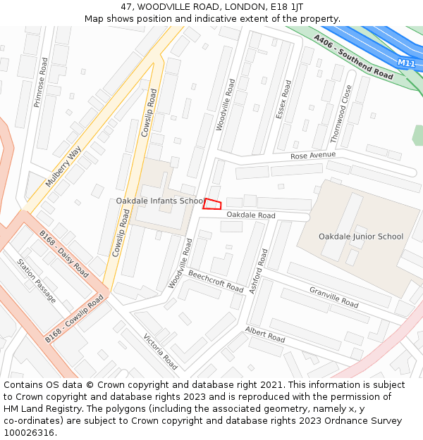 47, WOODVILLE ROAD, LONDON, E18 1JT: Location map and indicative extent of plot