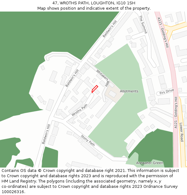 47, WROTHS PATH, LOUGHTON, IG10 1SH: Location map and indicative extent of plot