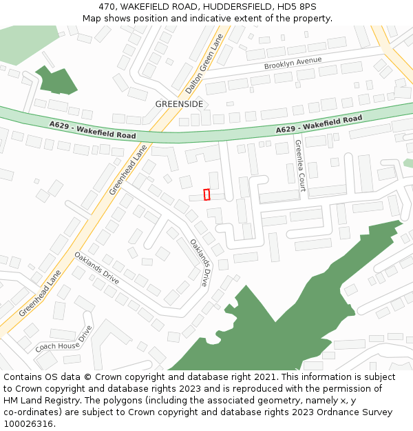 470, WAKEFIELD ROAD, HUDDERSFIELD, HD5 8PS: Location map and indicative extent of plot