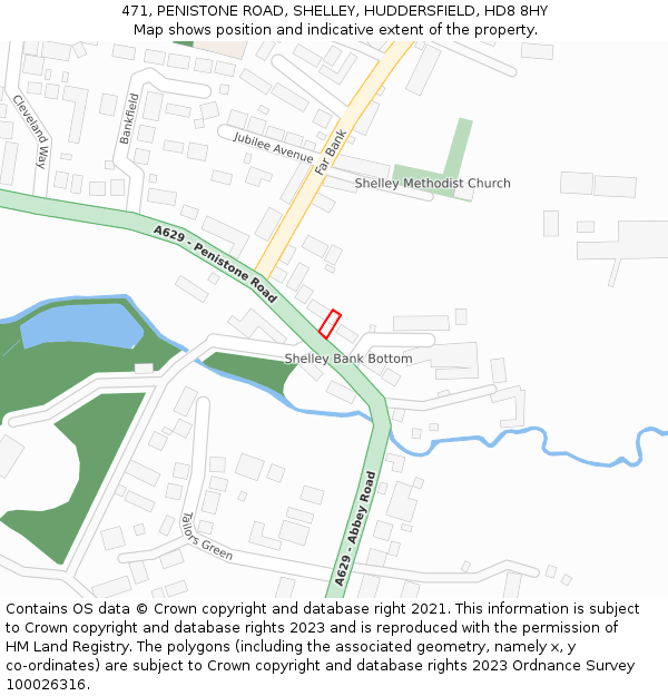 471, PENISTONE ROAD, SHELLEY, HUDDERSFIELD, HD8 8HY: Location map and indicative extent of plot