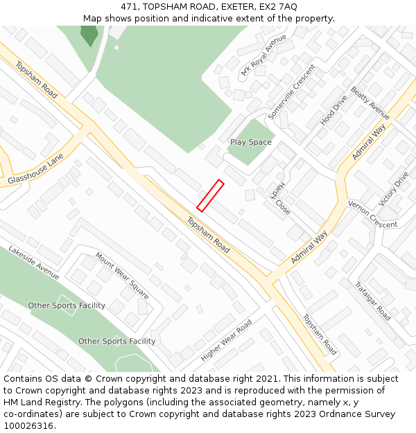 471, TOPSHAM ROAD, EXETER, EX2 7AQ: Location map and indicative extent of plot