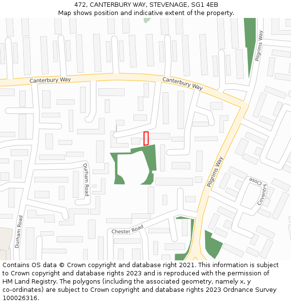 472, CANTERBURY WAY, STEVENAGE, SG1 4EB: Location map and indicative extent of plot