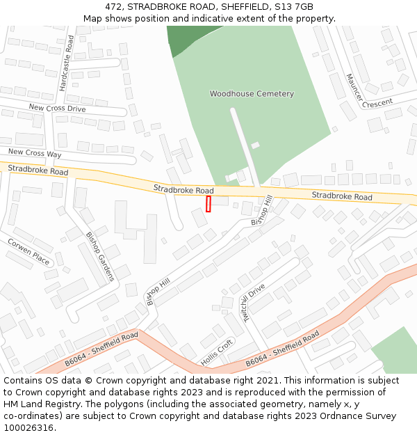 472, STRADBROKE ROAD, SHEFFIELD, S13 7GB: Location map and indicative extent of plot